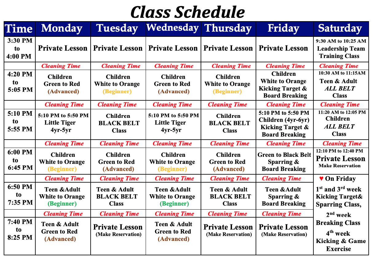 Class Schedule